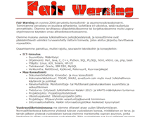 Tablet Screenshot of fairwarning.fi